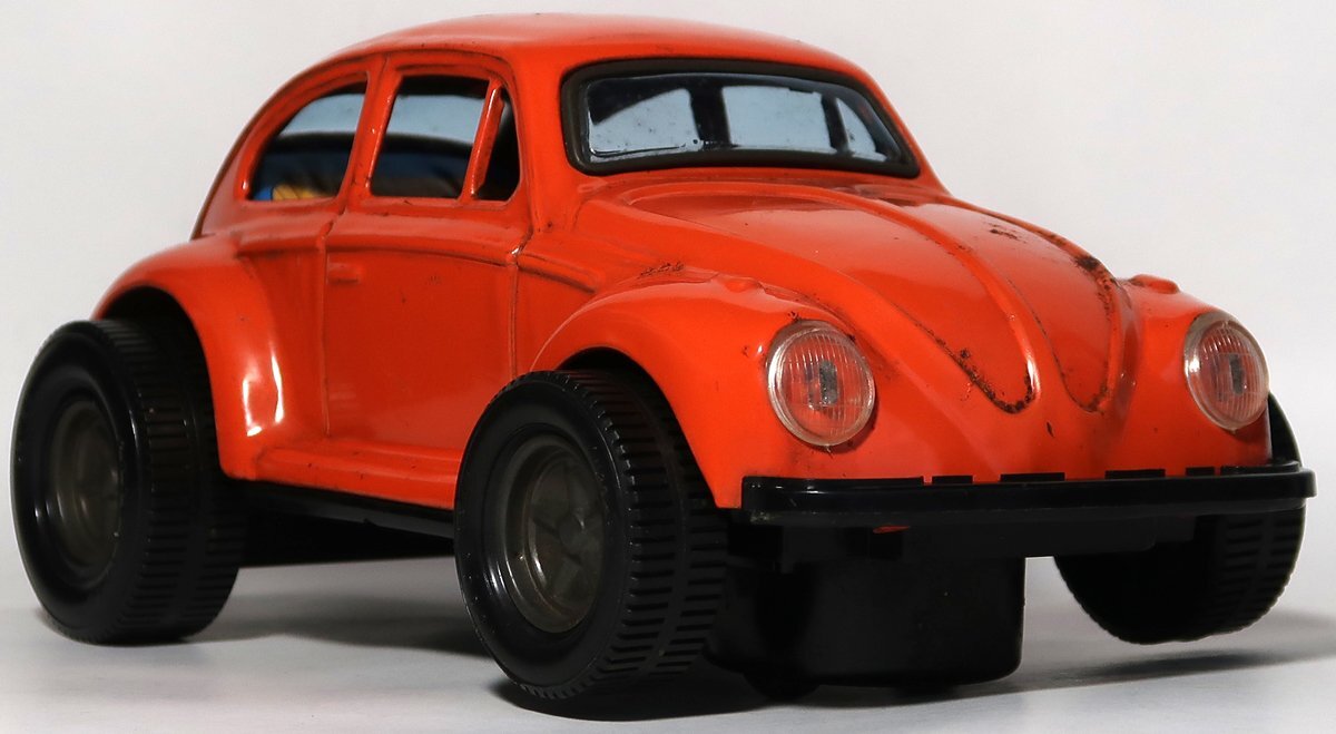  Aoshin, Volkswagen, жестяная пластина, красный, сделано в Японии, б/у, неисправность 