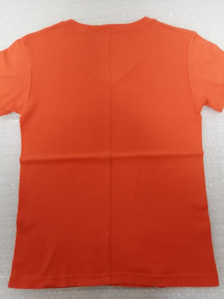 ジュンハシモト　半袖カットソー　半袖ニット　半袖Tシャツ　無地　Vネック　トップス　サイズ2　オレンジ_画像2