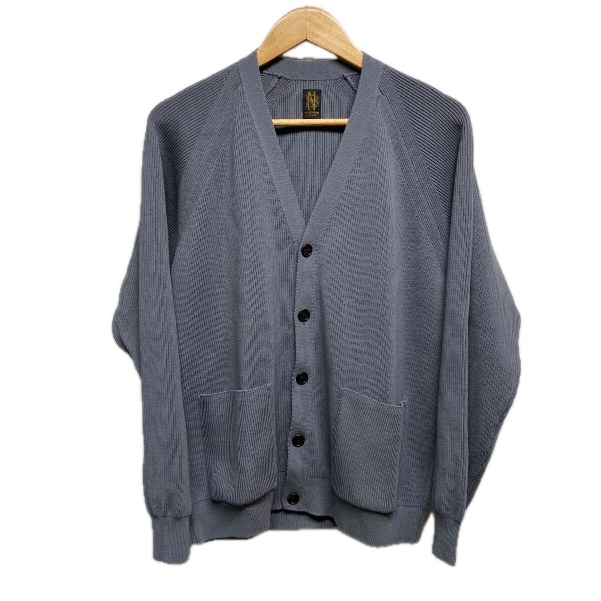【BATONER バトナー】シグネチャーリブVネックカーディガン グレー 日本製 2510oki h_画像1