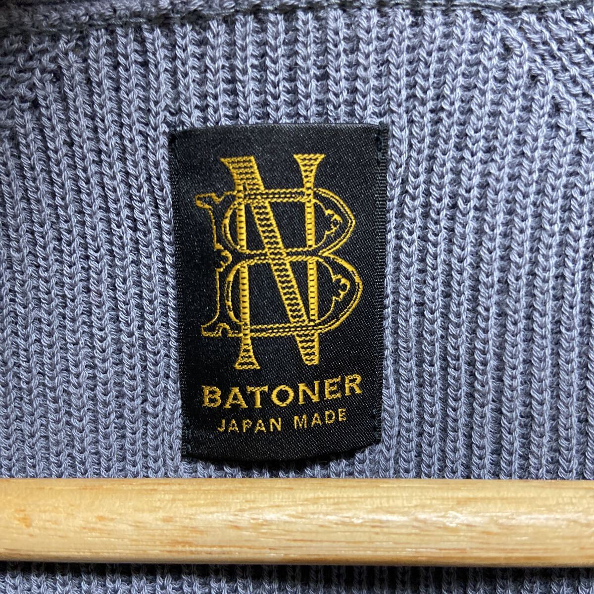 【BATONER バトナー】シグネチャーリブVネックカーディガン グレー 日本製 2510oki h_画像3