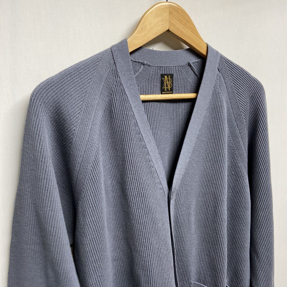【BATONER バトナー】シグネチャーリブVネックカーディガン グレー 日本製 2510oki h_画像5