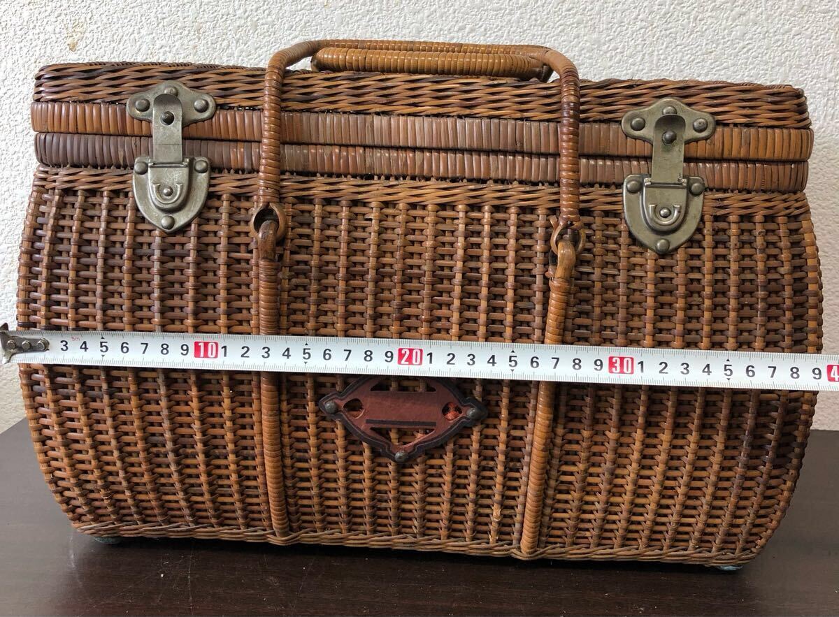 大正バスケット 籠 籐製品 昭和レトロ 現状品 収納ボックス アンティーク_画像8