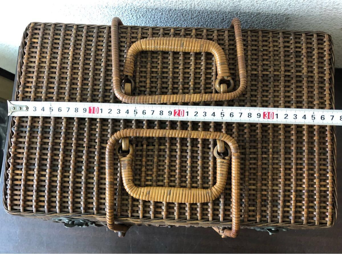 大正バスケット 籠 籐製品 昭和レトロ 現状品 収納ボックス アンティーク_画像10