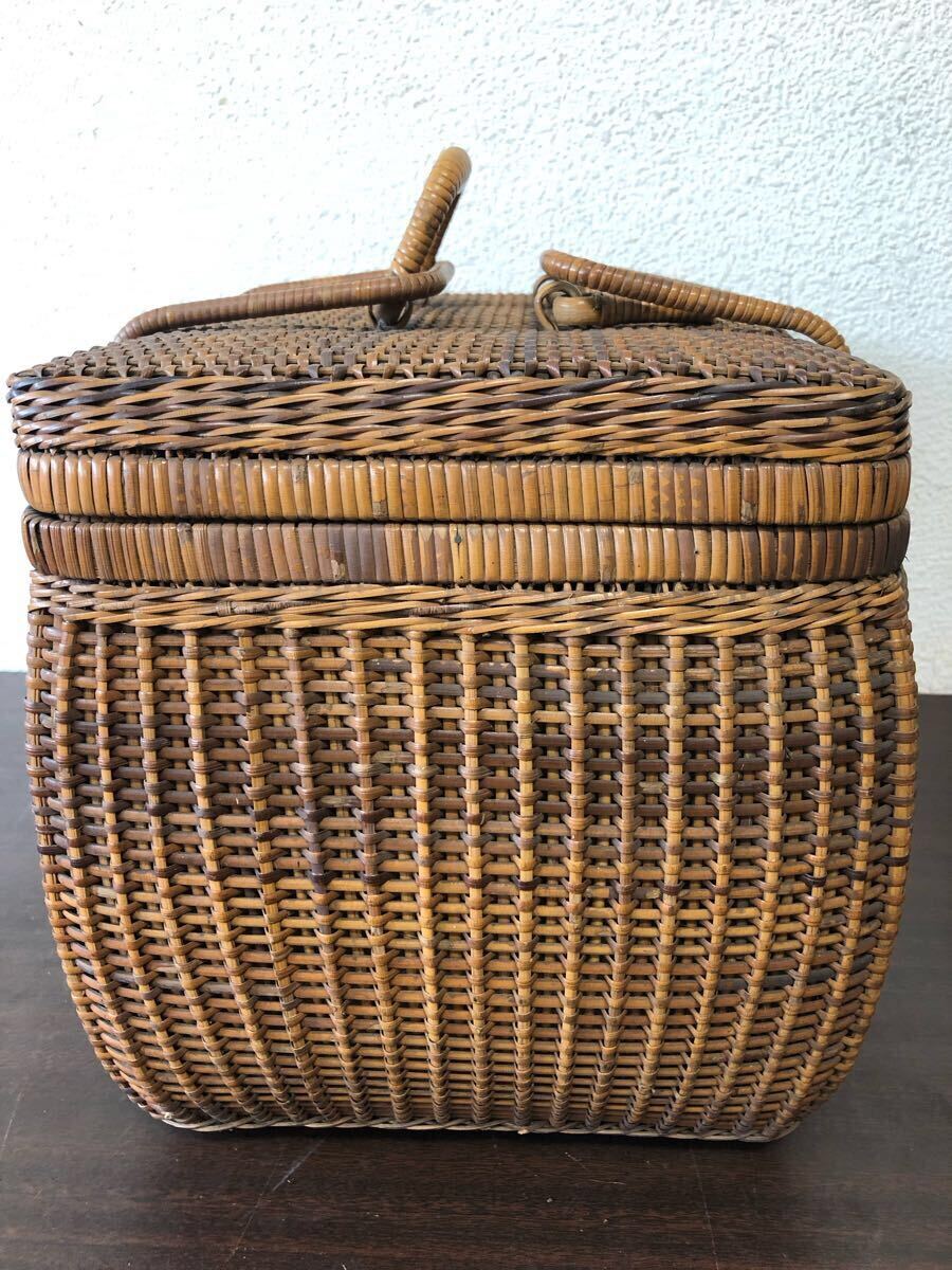 大正バスケット 籠 籐製品 昭和レトロ 現状品 収納ボックス アンティーク_画像5