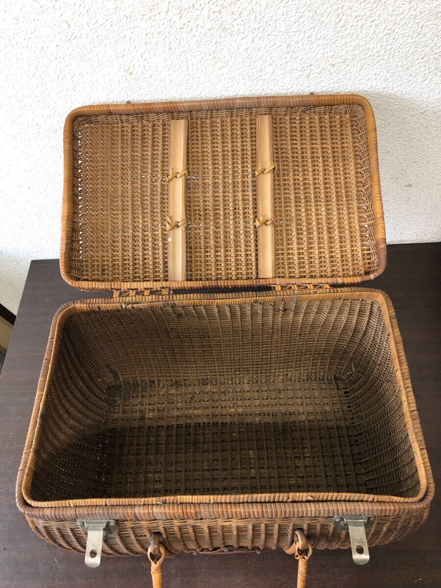 大正バスケット 籠 籐製品 昭和レトロ 現状品 収納ボックス アンティーク_画像7