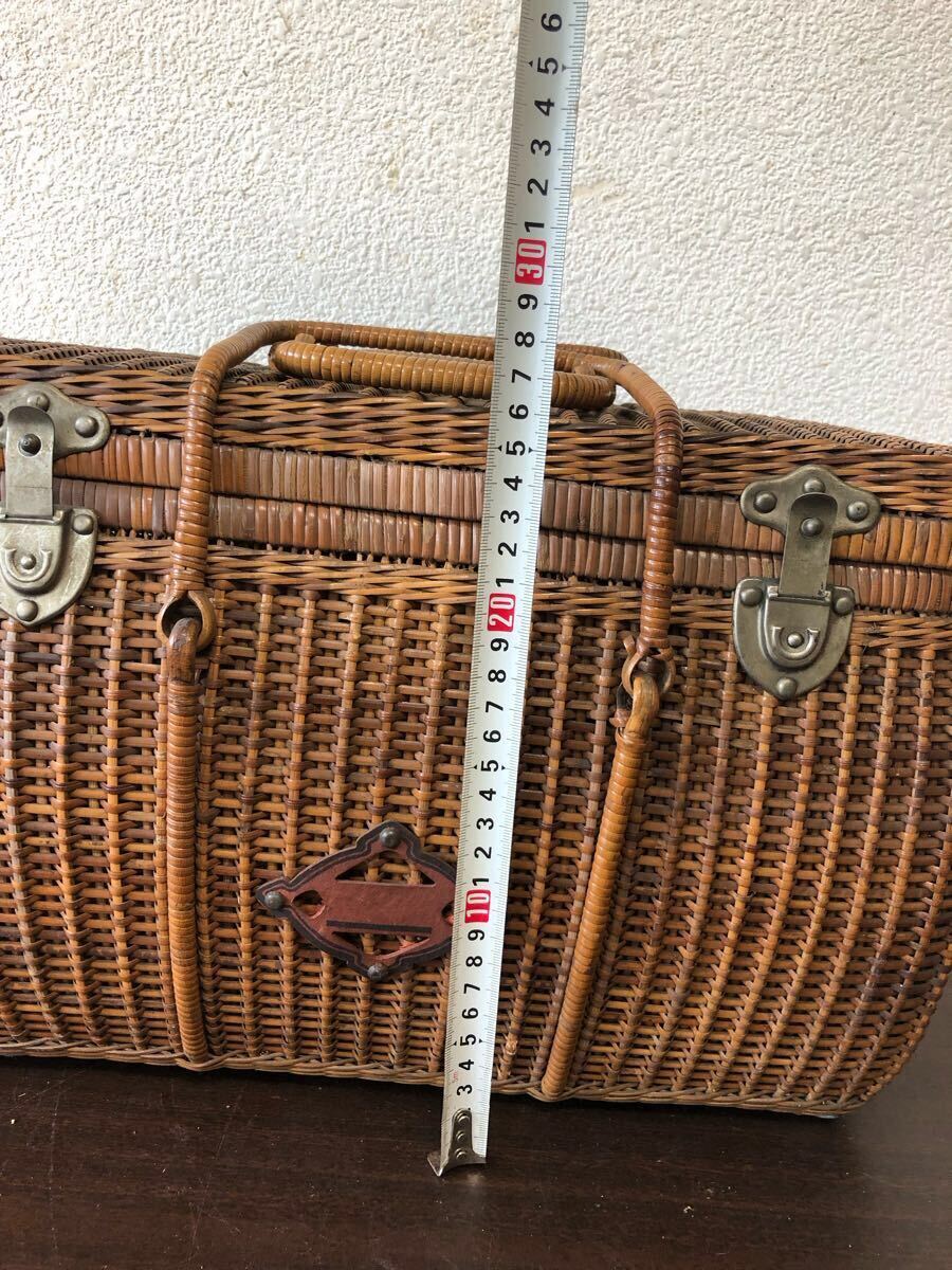 大正バスケット 籠 籐製品 昭和レトロ 現状品 収納ボックス アンティーク_画像9
