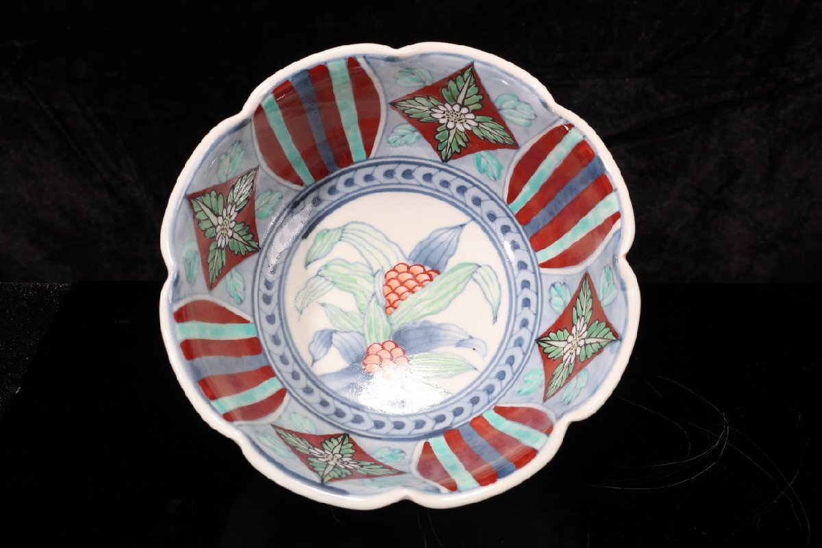 【珍品堂】1円から W77-V04 有田焼 六代 佐藤走波作 在銘 染錦 皿 深皿 鉢 5枚 高7.5cm 名窯 和食器 懐石 骨董品 古美術 日本陶芸の画像3