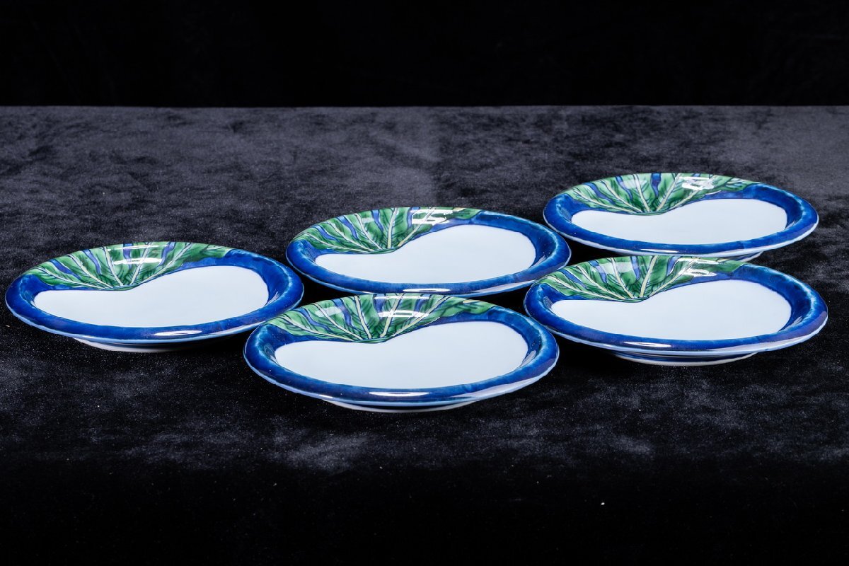 【珍品堂】1円から P22-V04 有田焼 館林源右衛(wèi)門窯 染錦 蕪絵 銘々皿 在銘 五枚 取皿 徑16.5cm 共箱 木箱 名窯 和食器 懐石 骨董品 古美術(shù)