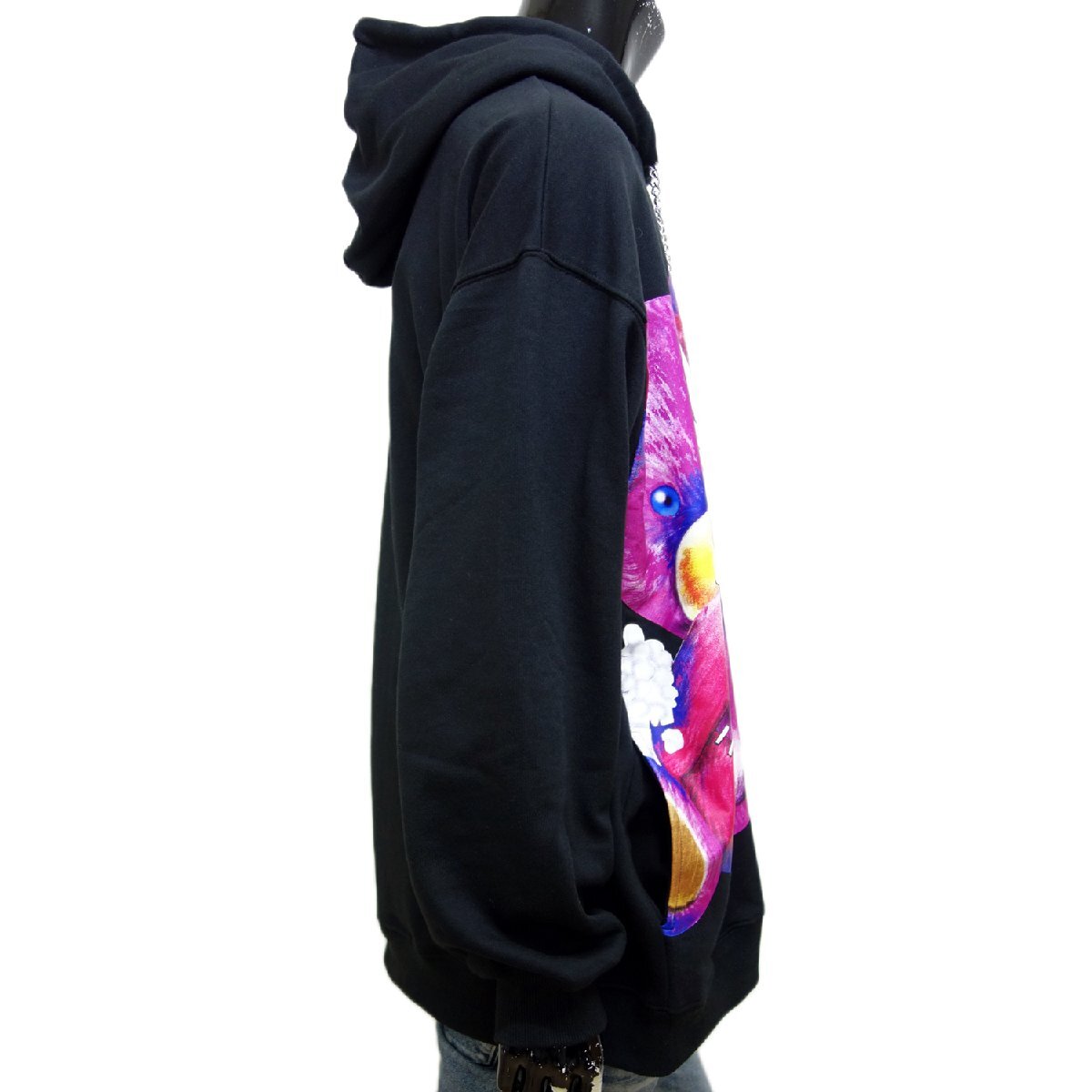 送料無料 サイコネーション 黒 46 [L] サイズ 142619 長袖 パーカー ドロップショルダー 病み系 熊 ビッグサイズ スウェット 裏起毛 MCF_画像8