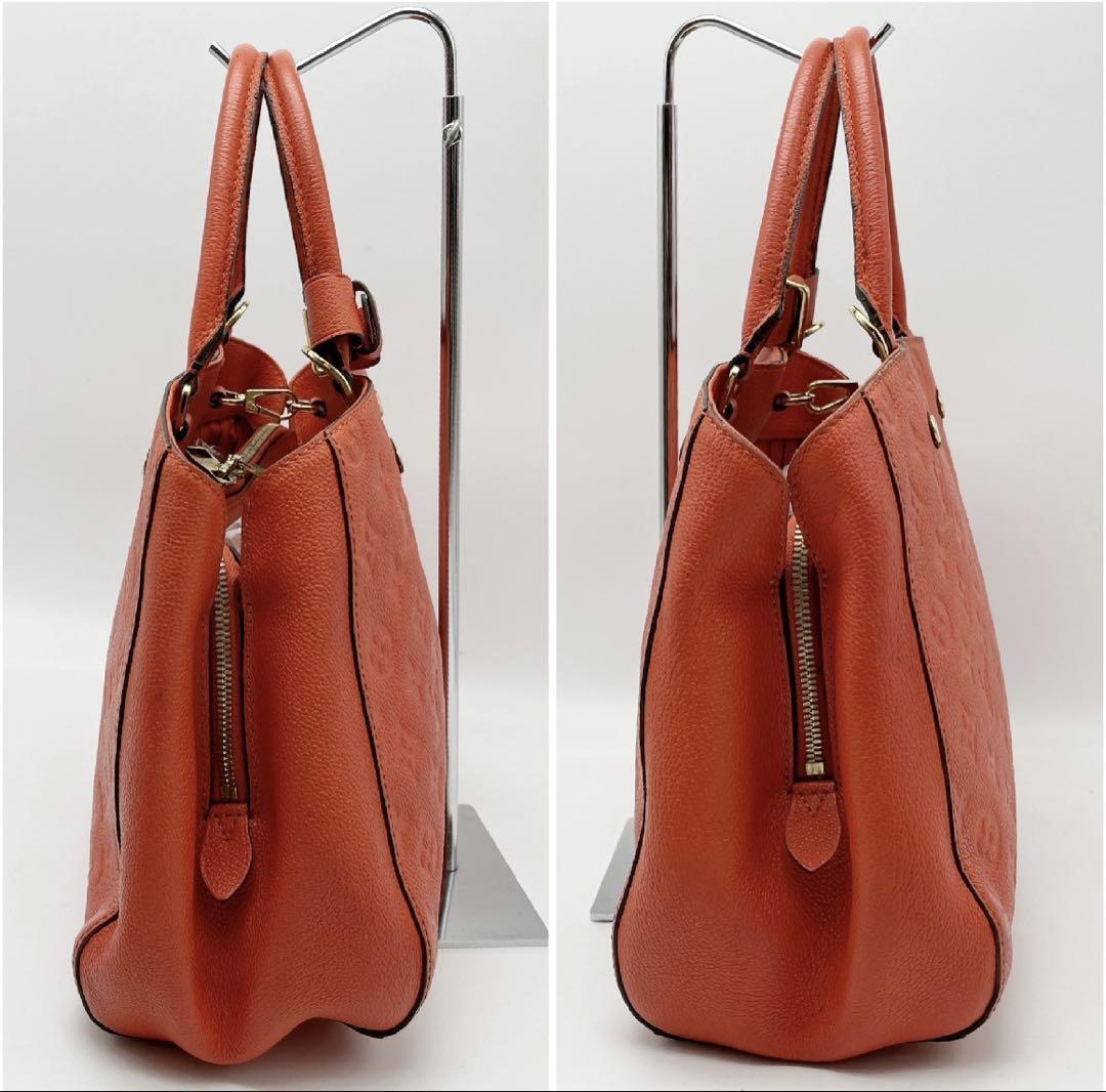 LOUIS VUITTON ルイヴィトン アンプラント モンテーニュMM 2way ハンドバッグ オレンジ 赤系 M41194 SP0175 ベタあり_画像2