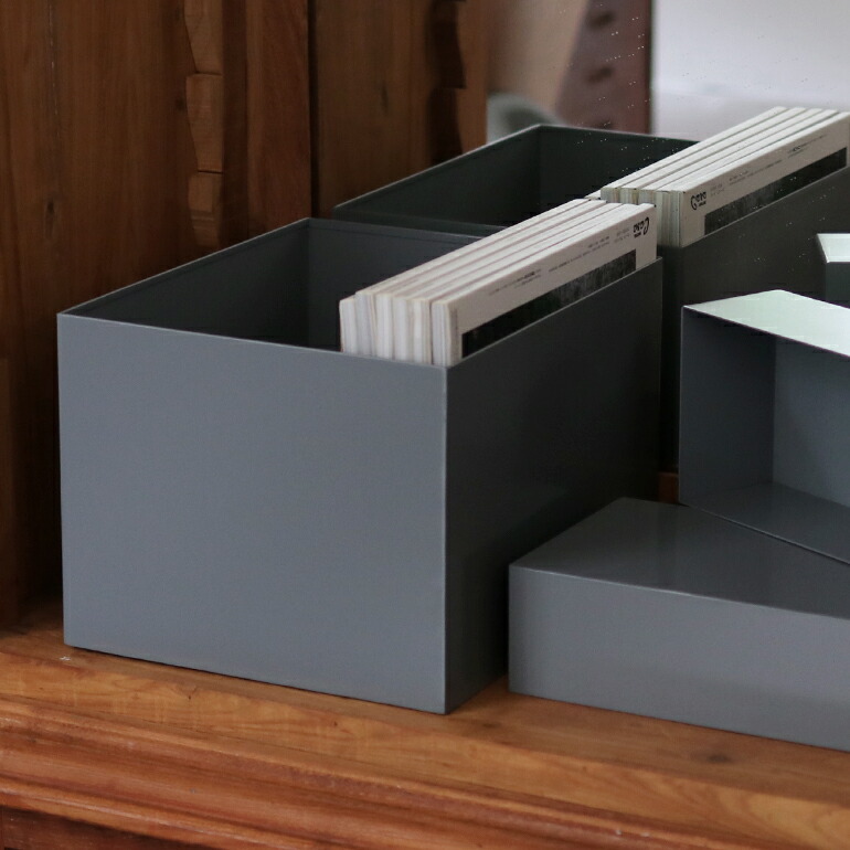 収納ボックス おしゃれ 蓋なし アイアン グレー 整理 DULTON ダルトン メタルボックス Lサイズ_画像2