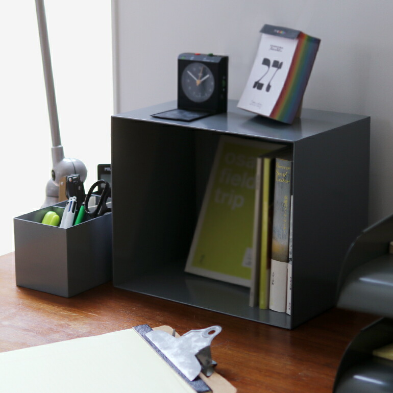 収納ボックス おしゃれ 蓋なし アイアン グレー 整理 DULTON ダルトン メタルボックス Lサイズ_画像3