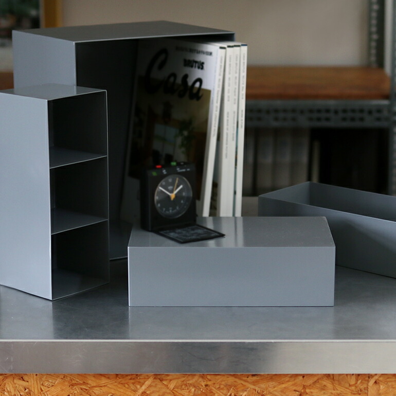 収納ボックス おしゃれ 蓋なし アイアン グレー 整理 DULTON ダルトン メタルボックス Lサイズ_画像6