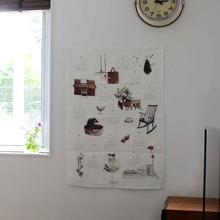 カレンダー 2026 クロス ファブリック 壁掛け リネン fog フォグ リネンカレンダー 荻原 美里 やさしい時間_画像6
