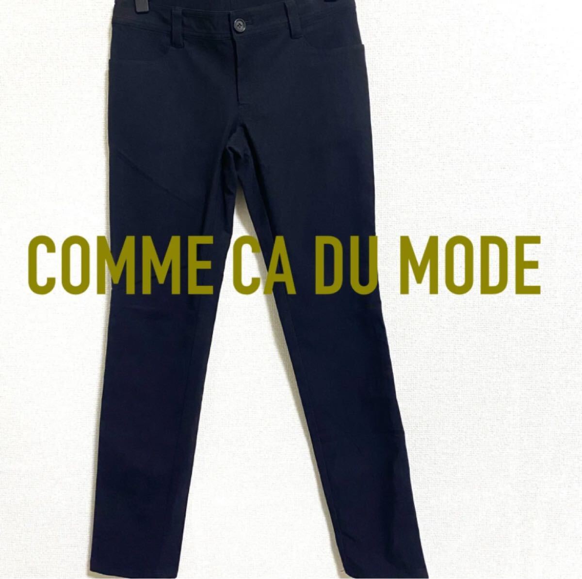コムサデモード L ブラック パンツ ズボン 細身 ストレッチ ジップポケット COMME CA 黒_画像1