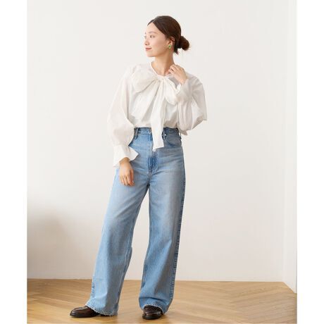 美品*IENA*イエナワイヤーリボンブラウス*ホワイト*