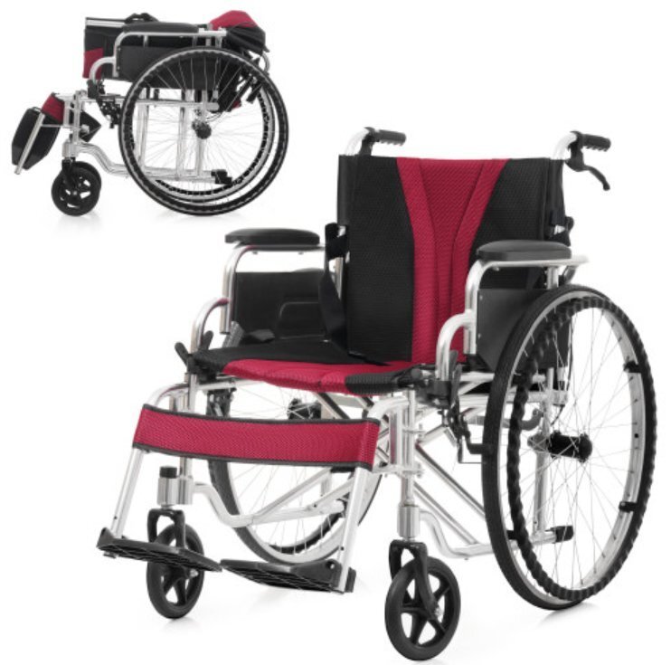 【国内発送】車椅子 折畳み 自立できる 軽量 コンパクト アルミ製 ノーパンクタイヤ 折りたたみ 収納可能 超軽量 コンパクト 安全ベルトつ_画像1