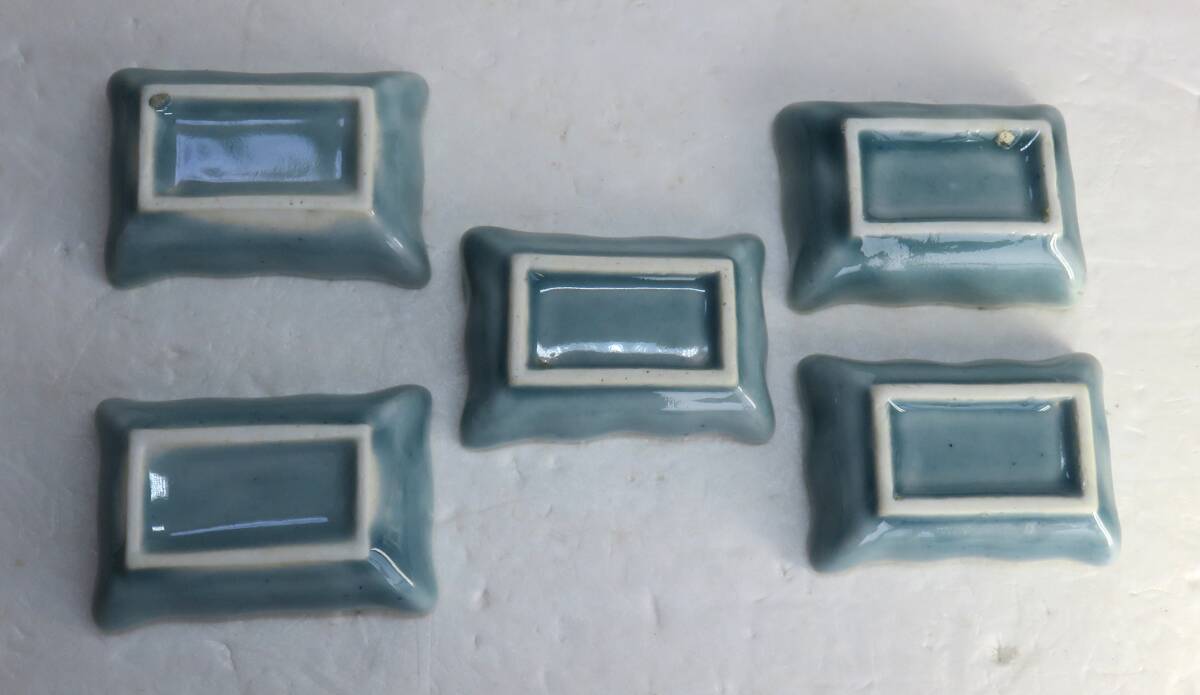 青磁 四角小皿 5枚  醤油小皿_画像4