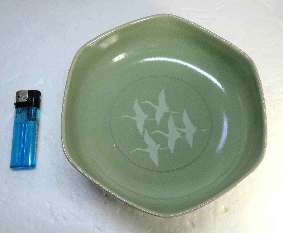 синий . черепаха . журавль коробка для выпечки источник flat обжиг в печи не использовался селадон