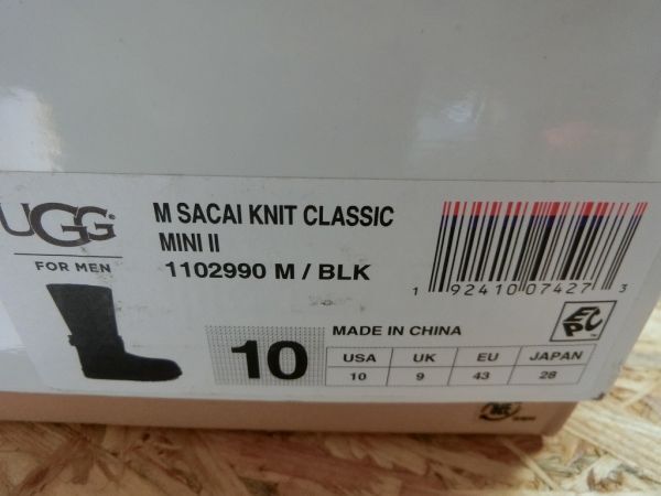 UGG x sacai KNIT CLASSIC MINI II ニット クラシック ミニ 2 US10 28.0cm ブラック #1102990 サカイ アグ_画像8