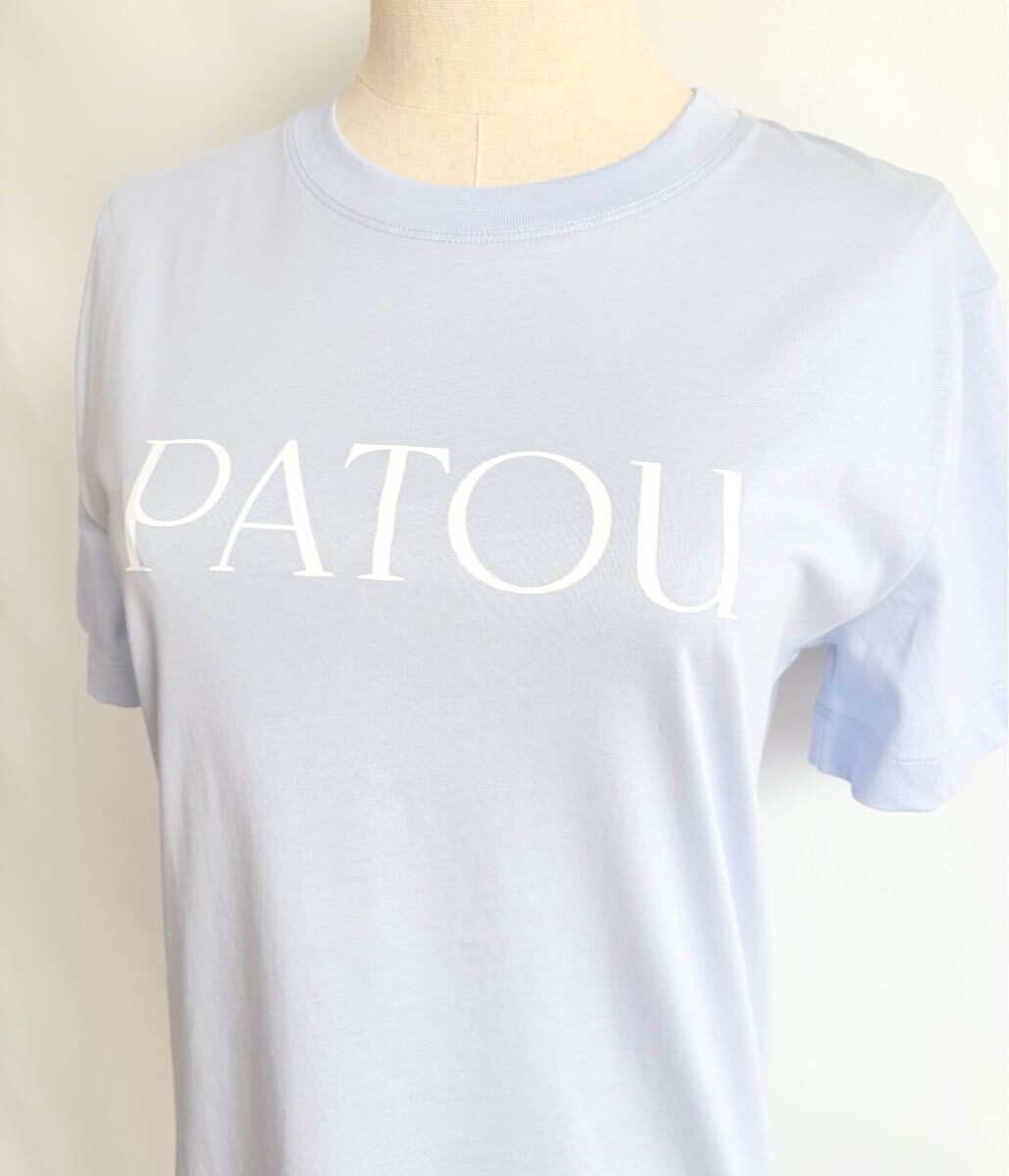 訳新品未使用42900円 PATOU オーガニックコットン パトゥロゴTシャツ スカイライトブルー カットソー 半袖トップス 半袖Tシャツ XXS(SS)_画像2