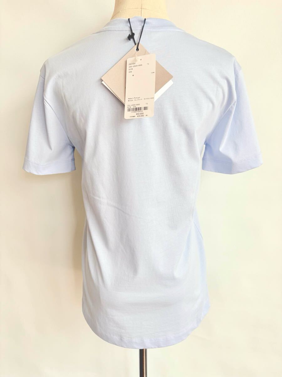 訳新品未使用42900円 PATOU オーガニックコットン パトゥロゴTシャツ スカイライトブルー カットソー 半袖トップス 半袖Tシャツ XXS(SS)_画像5