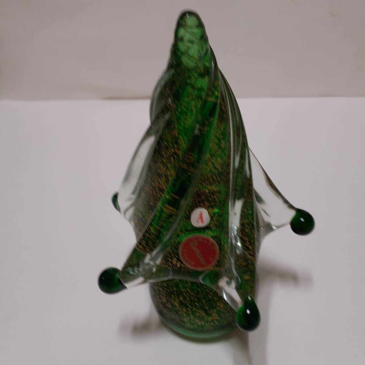 新品 ヴェネチアングラス 卓上クリスマスツリー イタリア製 高さ約15㎝ A 重さ約600g_画像1