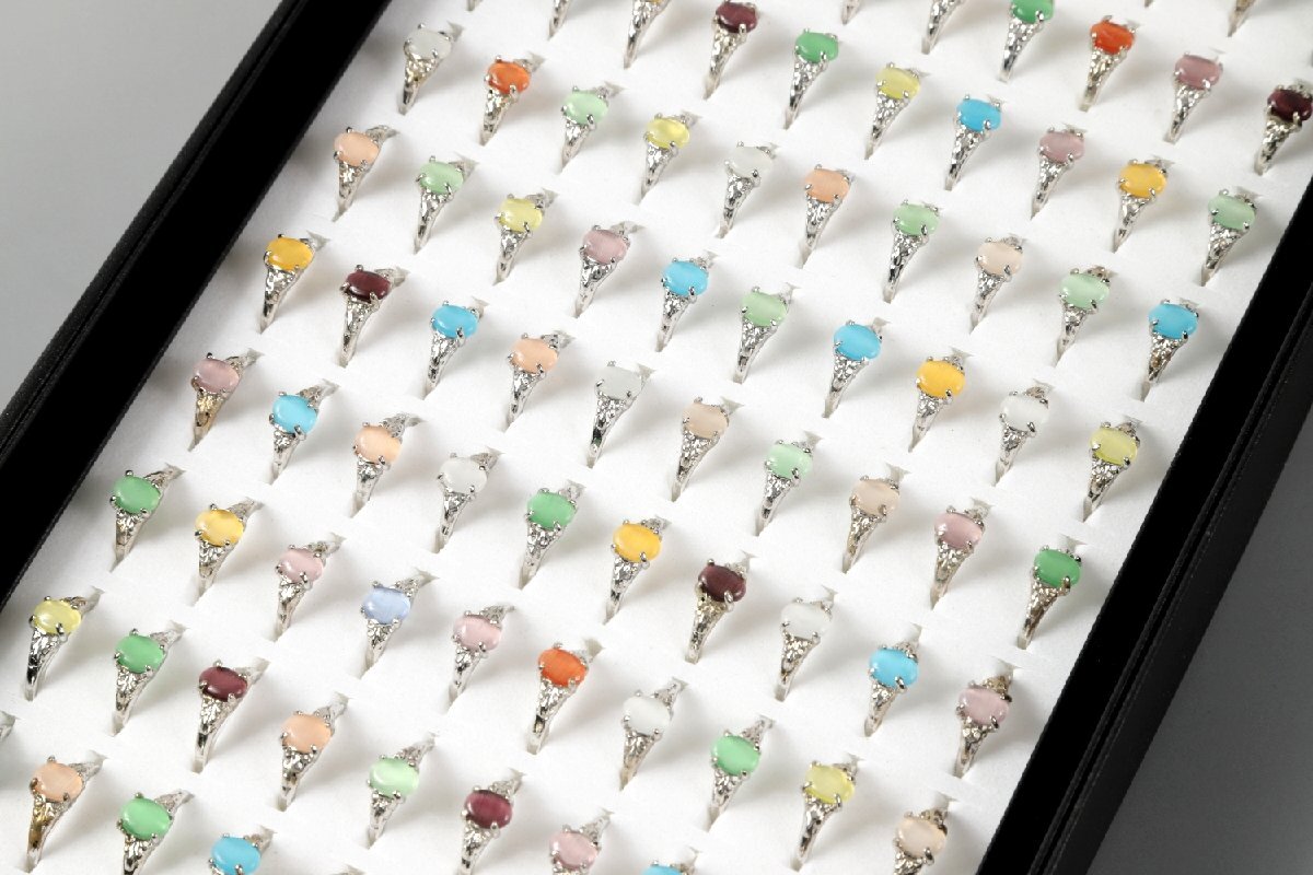 天然石指輪★おまとめて100点セット★猫目石 キャッツアイ まとめ売り メンズ レディースファッションリング アクセサリー 女性 MSY-Nb9_画像1