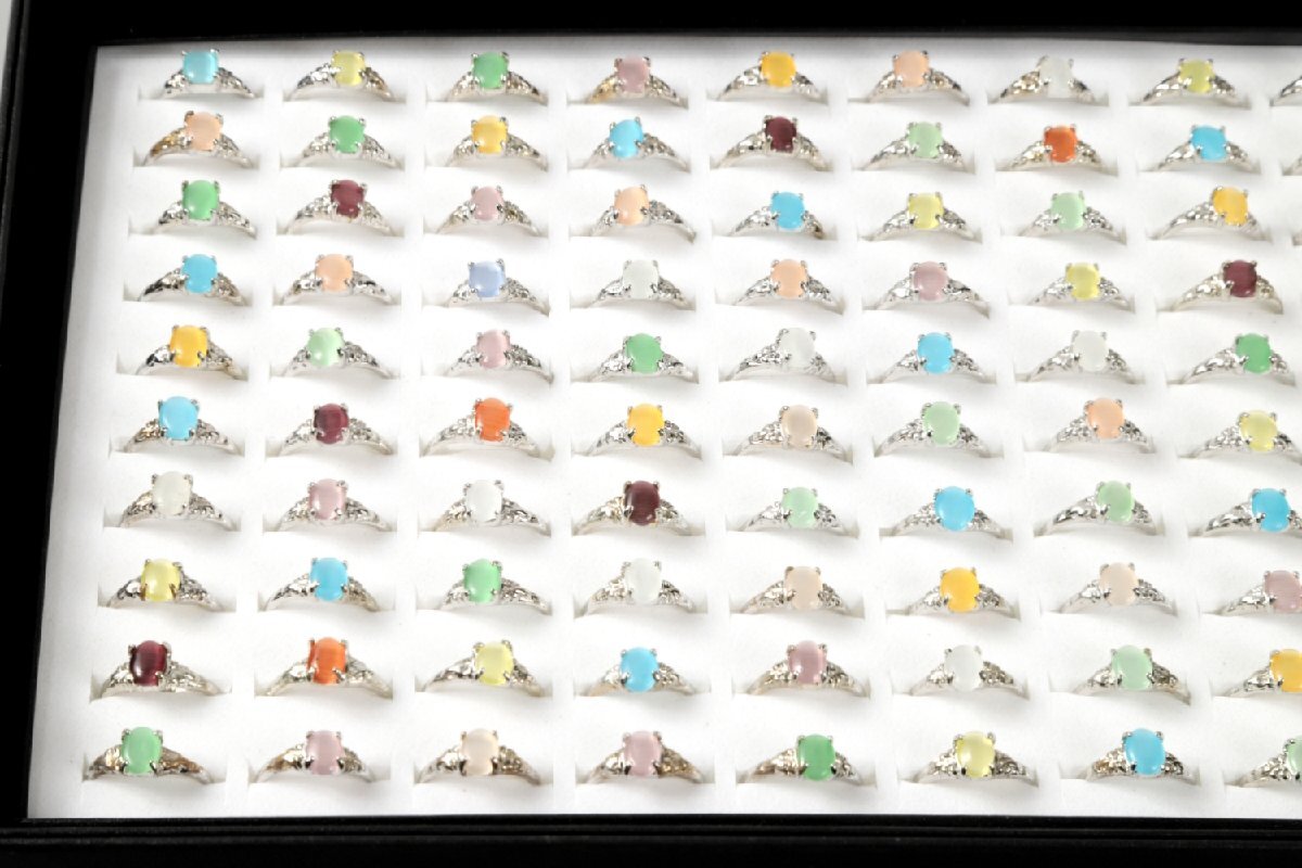 天然石指輪★おまとめて100点セット★猫目石 キャッツアイ まとめ売り メンズ レディースファッションリング アクセサリー 女性 MSY-Nb9_画像3