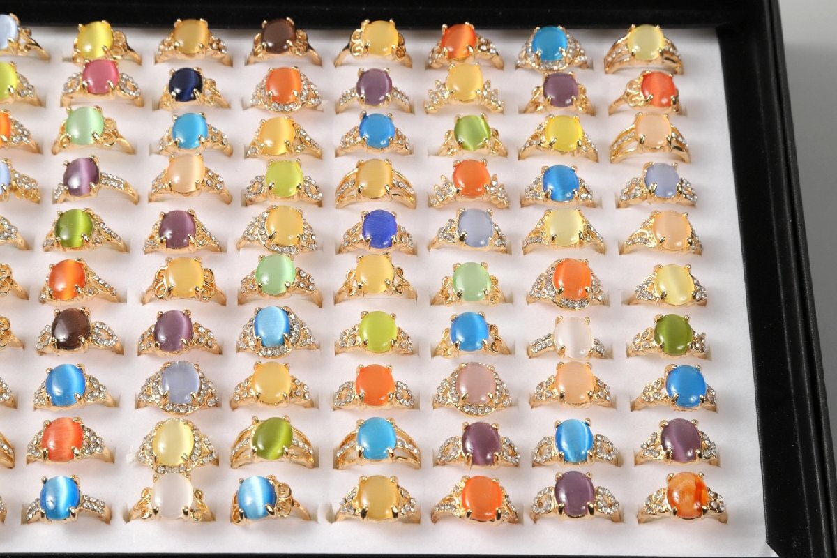 天然石指輪★おまとめて100点セット★猫目石 キャッツアイ まとめ売り メンズ レディースファッションリング アクセサリー 女性 MSY-Nb10_画像4
