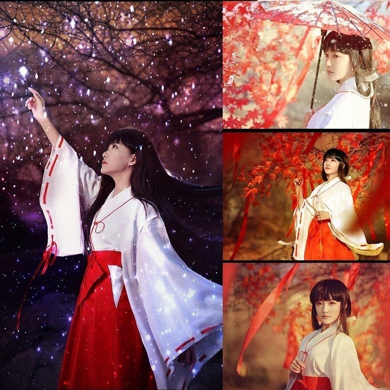 ♪♪巫女さん装束　コスプレ 高品質衣装 7点 セット 犬夜叉 桔梗 女性 【 Mサイズ 】 ♪♪_画像2