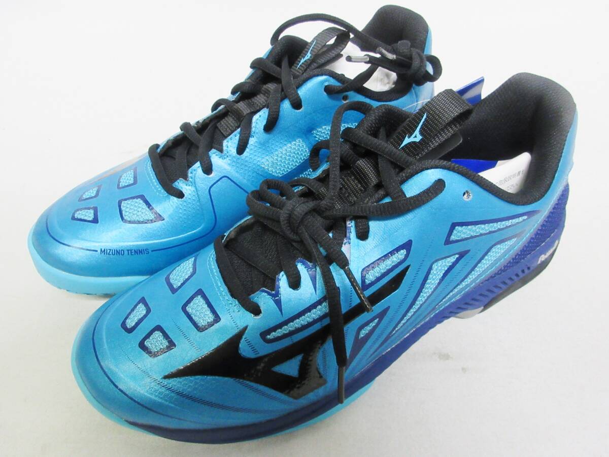 ●未使用●25.5cm●MIZUNO●テニスシューズ●WAVE EXCEED 4 OC●25:ライトブルー×ブラック×ネイビー●クレー・砂入り人工芝コート用●_画像1