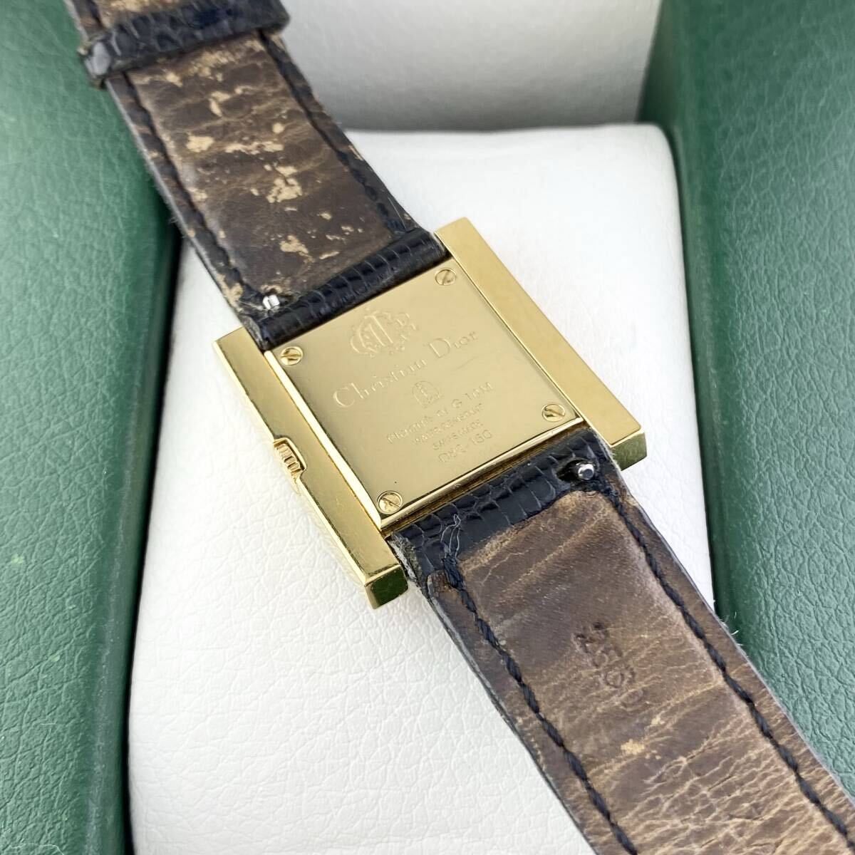 [1 иен ~]Christian Dior Christian Dior CD наручные часы женский D82-150 черный циферблат Gold квадратное передвижной товар 