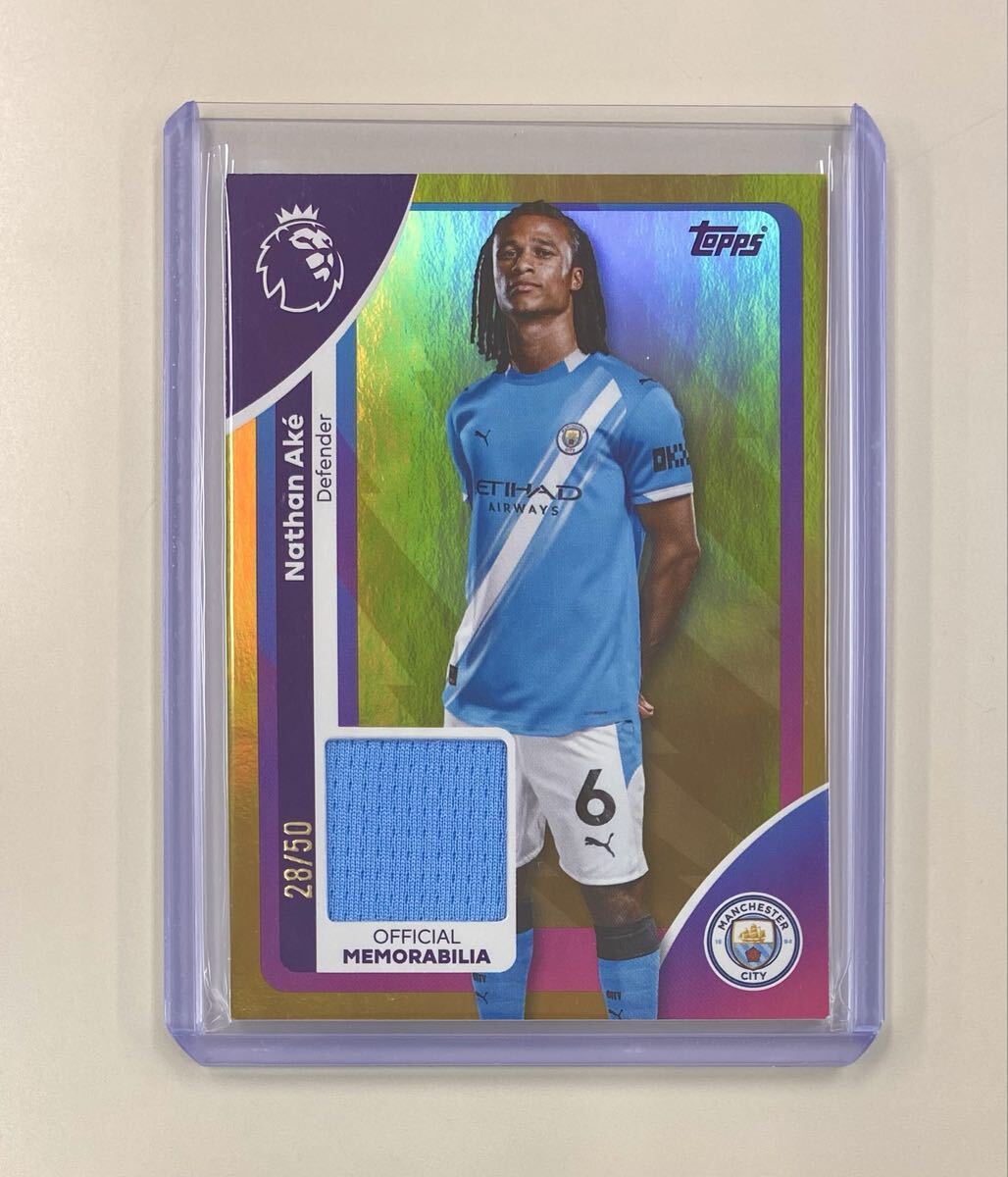 実使用 50枚限定 Nathan Ake - Manchester City Premier Relics Gold Rainbow 28/50 2025-26 Topps Premier League メモラビリア