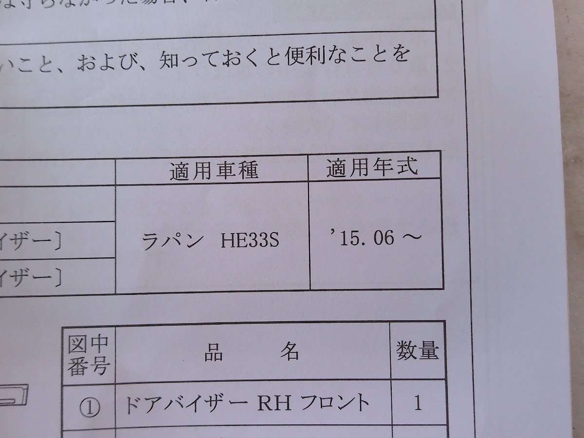 ラパン HE33S 純正 ドアバイザー 左リア/右リア 2枚/99120-80P01 未使用品[H308-KN2747]_画像6
