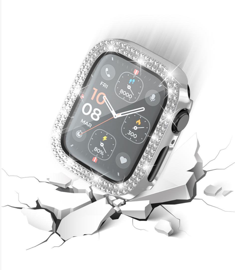 42mm シルバー キラキラ　アップルウォッチカバー 9H硬度 画面保護 防水_画像4