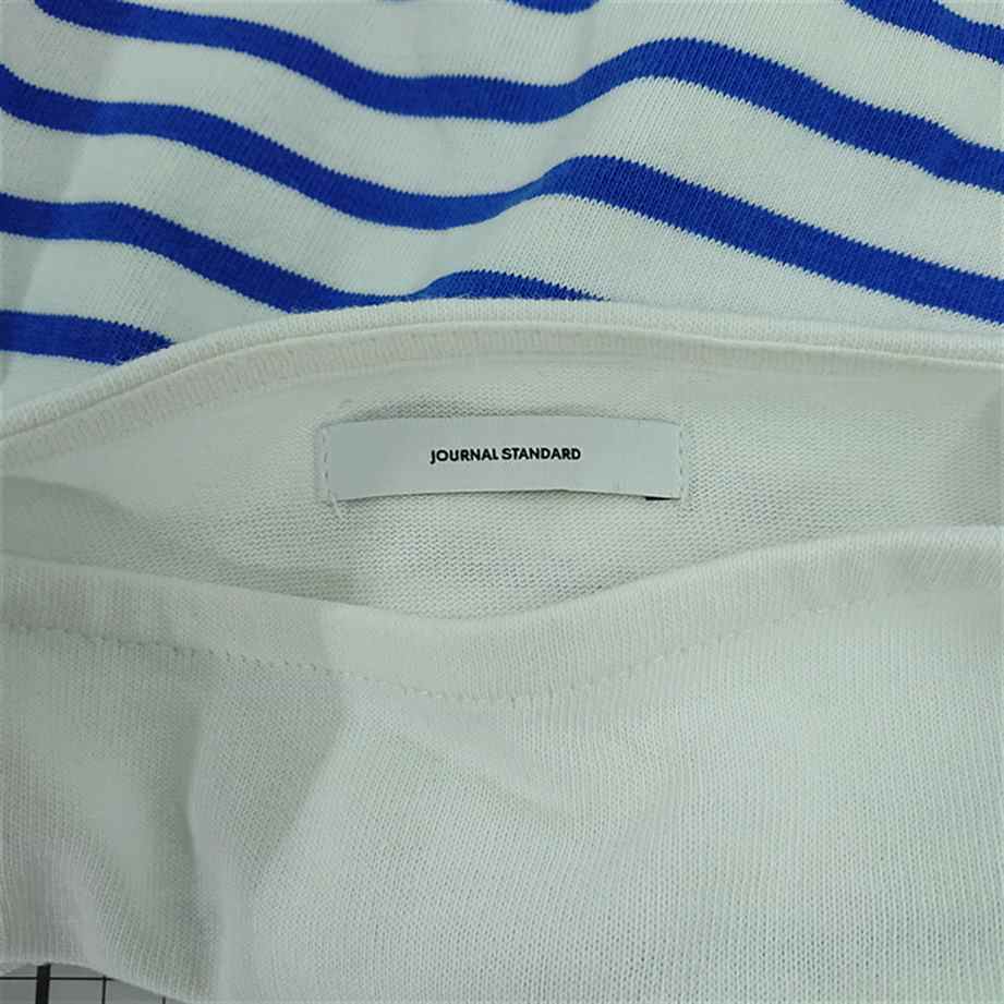 ◇ ⊂ JOURNAL STANDARD ボーダー 半袖 Tシャツ カットソー サイズM ホワイト系ブルー系 レディース E 1509100067375_画像5