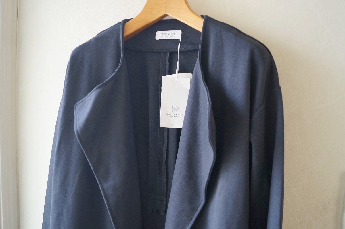 ★未使用 ユナイテッドアローズ BEAUTY&YOUTH*ポンチノーカーラーガウン カーディガン ダークグレー/定価\14,300*　古着のgplus広島 2510t1_画像6