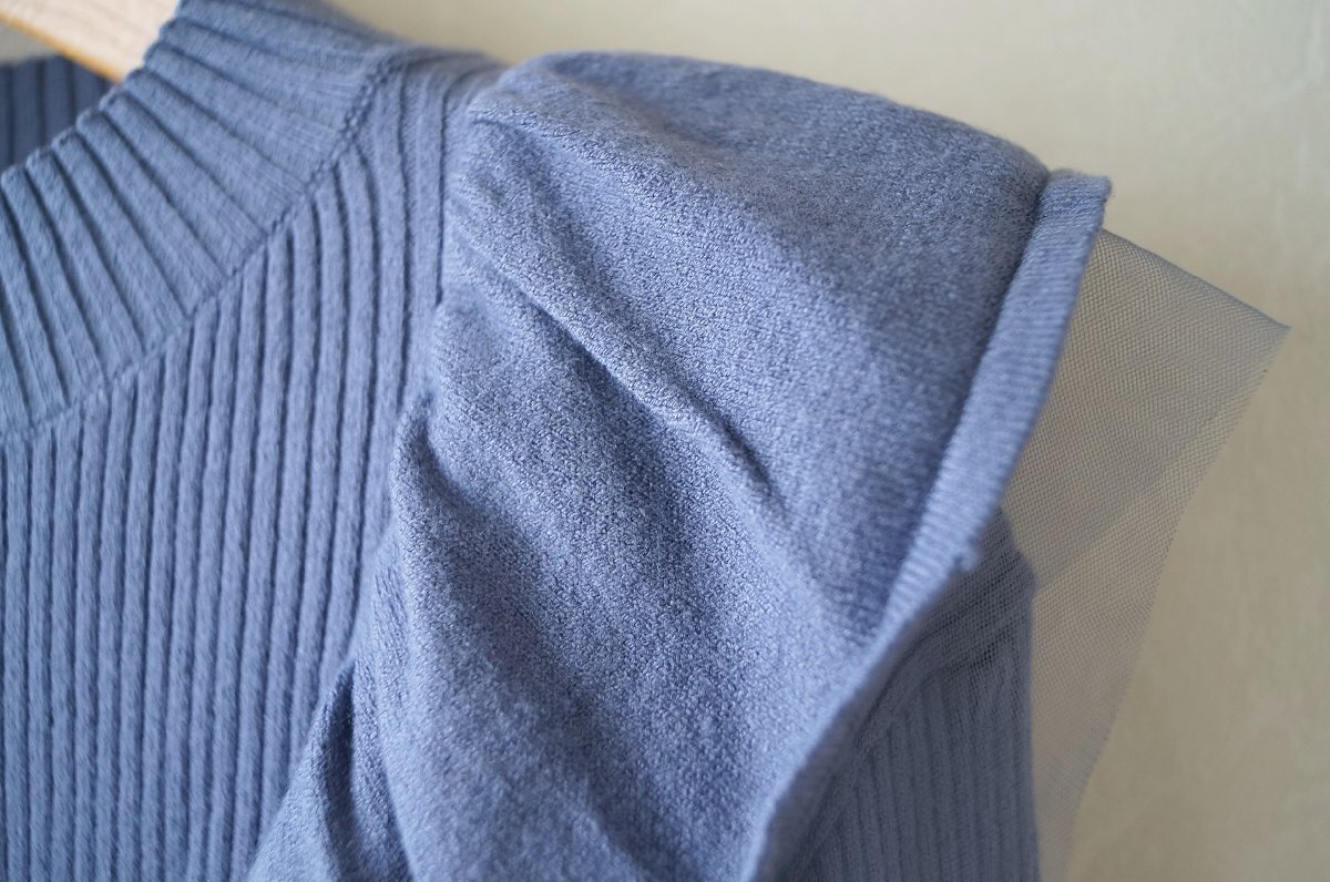 ★送料無料!! 2023年 NATURAL BEAUTY BASIC(ナチュラルビューティー)*チュールレイヤードラッフルニット ブルー*古着のgplus広島 2510t3_画像7