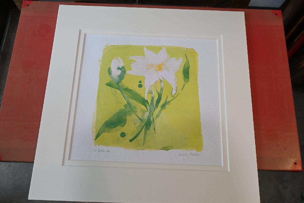 ○ルシール・プラーシュ 水彩画作品 額 さわやかなお花の絵 レプリカ 印刷画 サイン入り モダン アート 古道具のgplus広島 2510i_画像8
