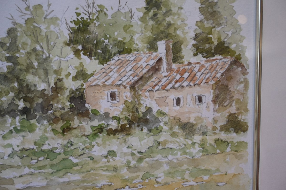 ○奥田敏雄　水彩画作品　額　ゴルド周辺　南仏の田園風景　1997年　モダン　アート　古道具のgplus広島 2510i_画像5