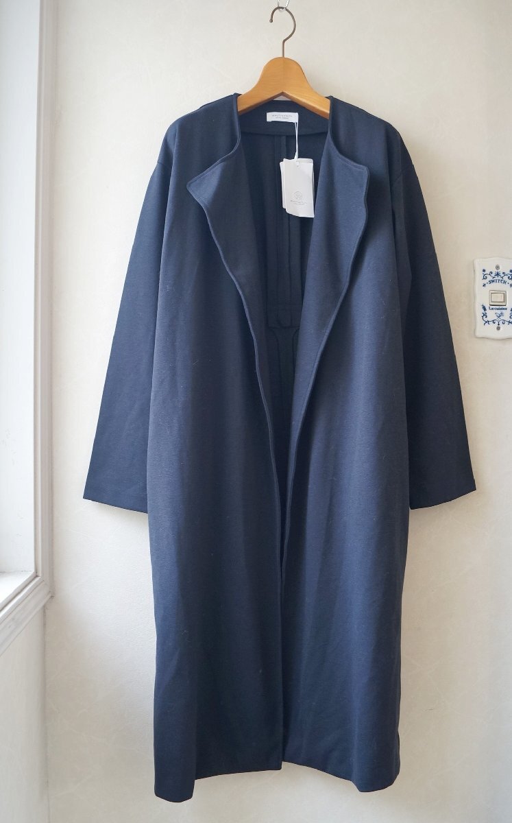 ★未使用 ユナイテッドアローズ BEAUTY&YOUTH*ポンチノーカーラーガウン カーディガン ダークグレー/定価\14,300*　古着のgplus広島 2510t1_画像1