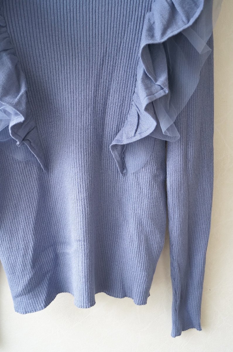 ★送料無料!! 2023年 NATURAL BEAUTY BASIC(ナチュラルビューティー)*チュールレイヤードラッフルニット ブルー*古着のgplus広島 2510t3_画像4