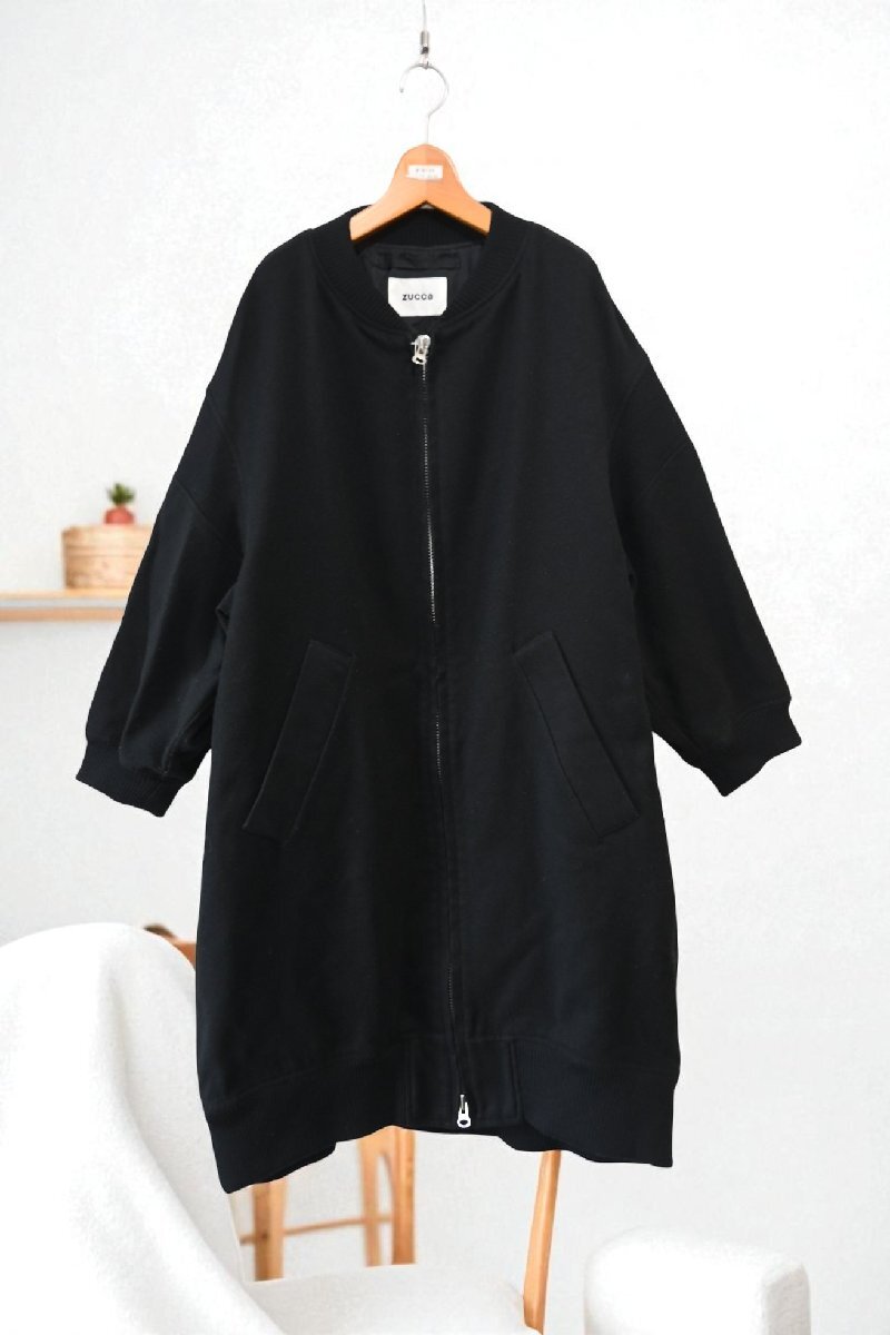 ★ZUCCa/ズッカ　*PEツイード　コクーンコート/size;M　黒//定価￥64.900*　古着のgplus広島　2510r4_画像1