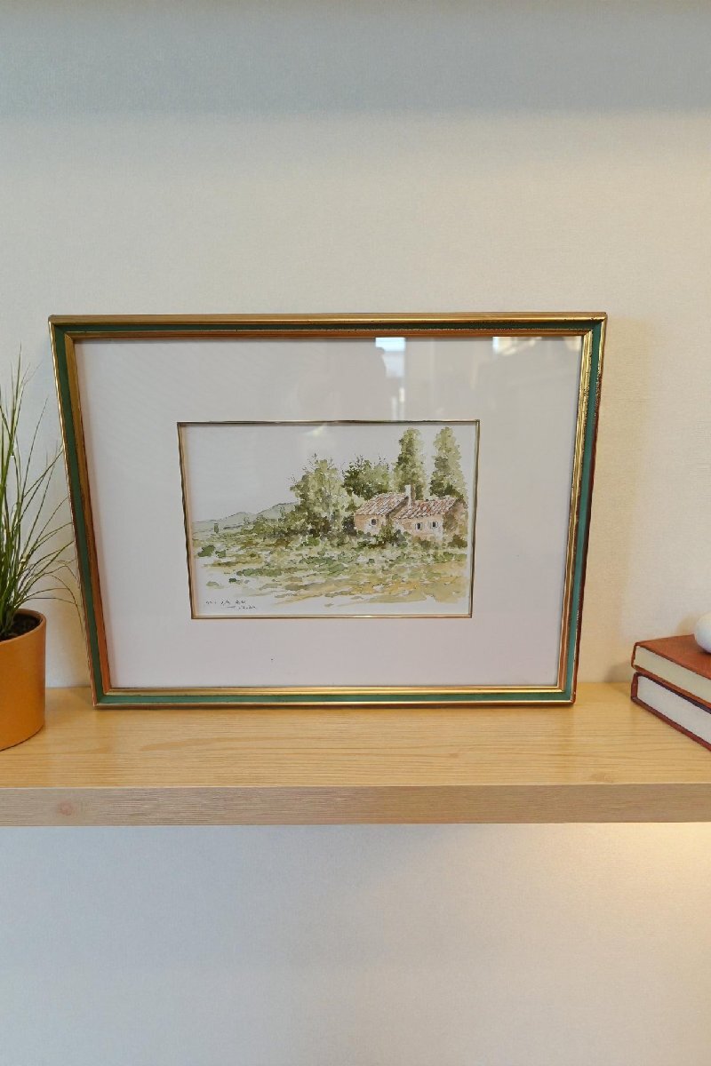 ○奥田敏雄　水彩画作品　額　ゴルド周辺　南仏の田園風景　1997年　モダン　アート　古道具のgplus広島 2510i_画像2