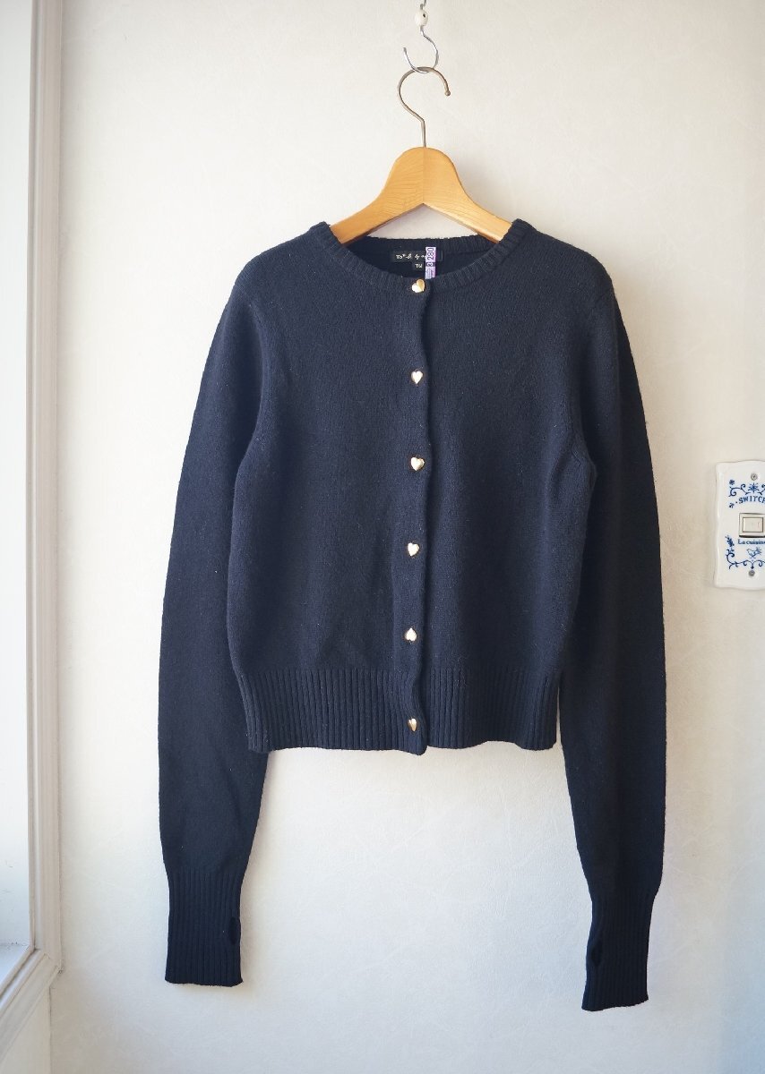 ★To b. by agnes b.(アニエスベー)*秋冬 ハートボタン ウールニットカーディガン 黒 TU* 古着のgplus広島 2510t4 _画像1