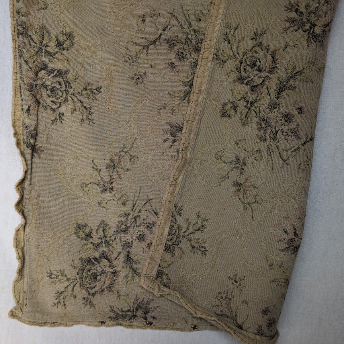 フランスアンティーク クッションカバー ゴブラン織り バラ 敷物 カバー ジャカード織り_画像2