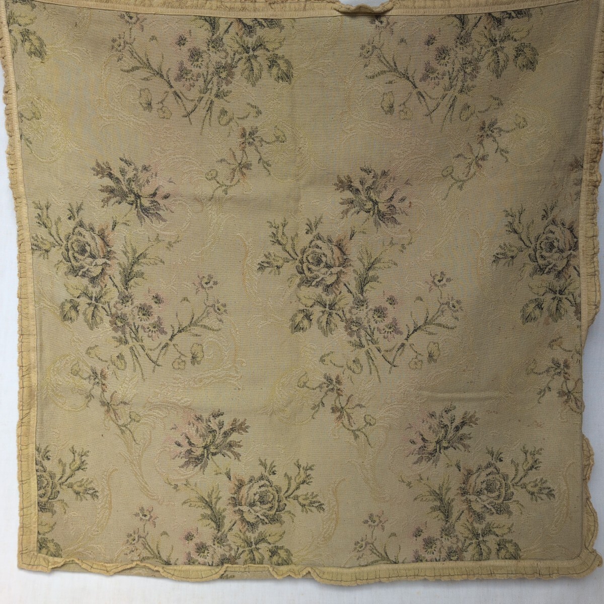 フランスアンティーク クッションカバー ゴブラン織り バラ 敷物 カバー ジャカード織り_画像4