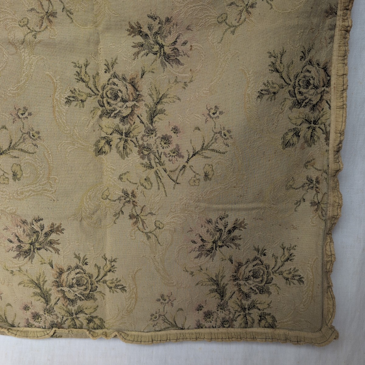 フランスアンティーク クッションカバー ゴブラン織り バラ 敷物 カバー ジャカード織り_画像8
