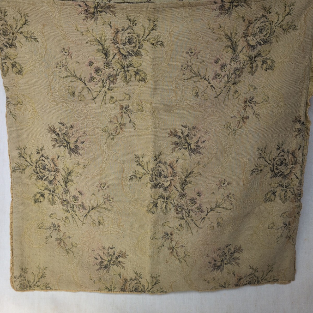 フランスアンティーク クッションカバー ゴブラン織り バラ 敷物 カバー ジャカード織り_画像9